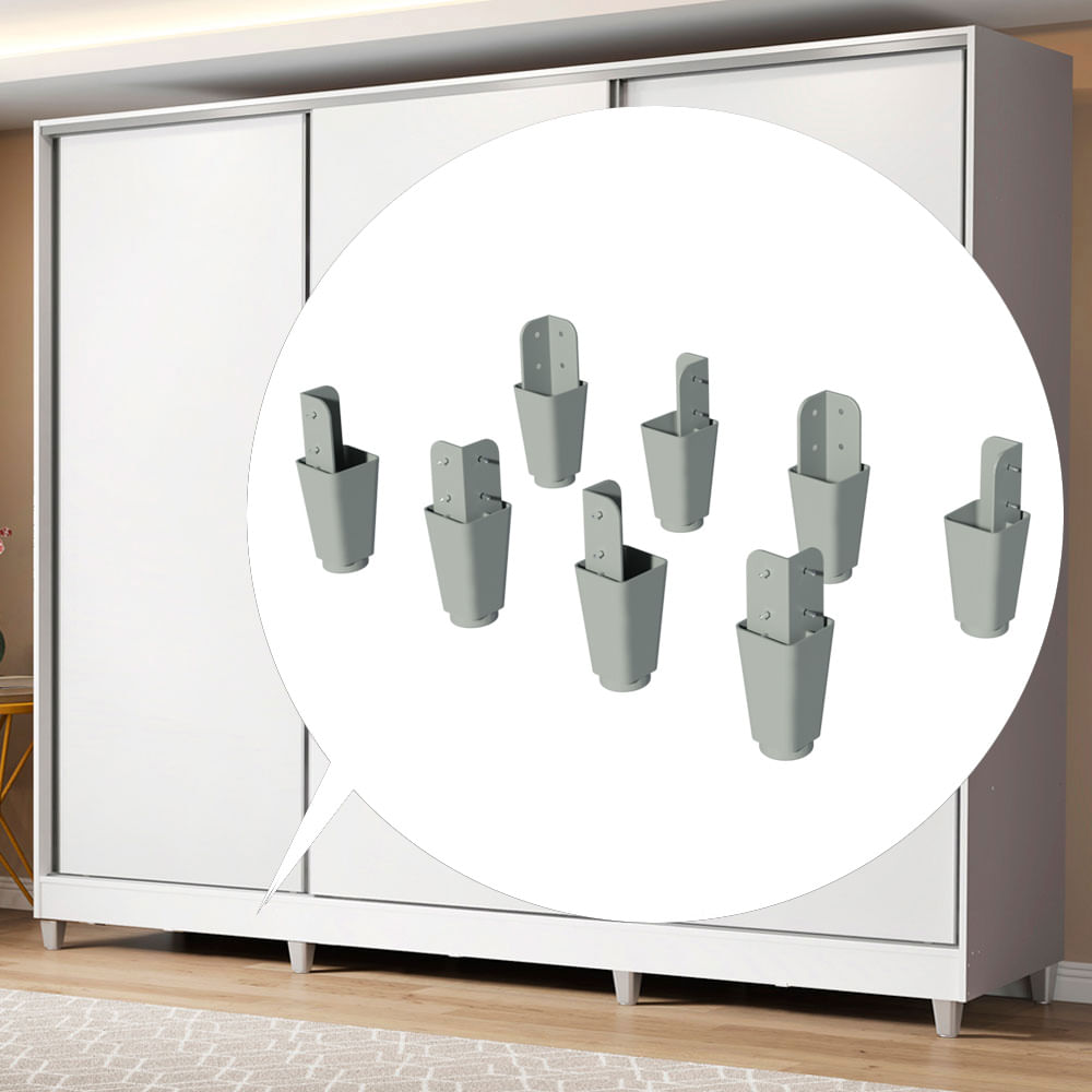 Set de 8 Patas para Placard Madesa PVC 10 cm Gris