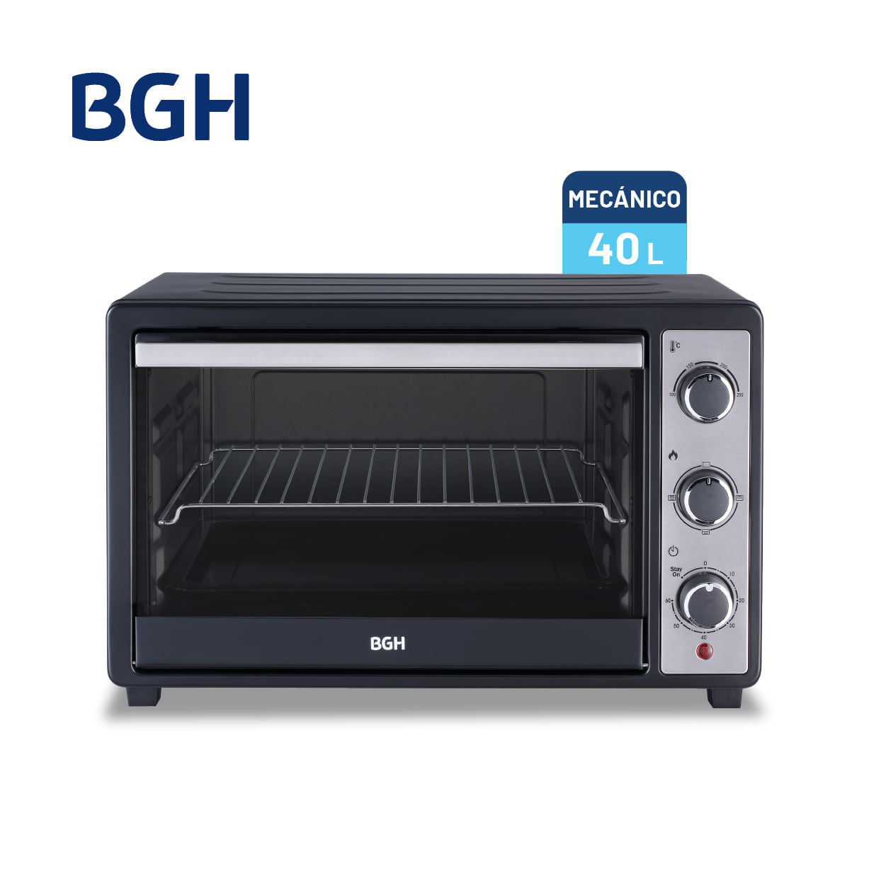 Horno Eléctrico BGH Mecánico 40 lt Antiadherente Negro BHE40M25N